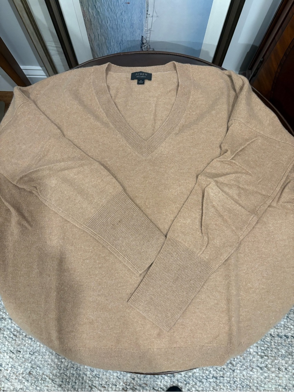 J. Crew Women’s Cashmere V-Neck Sweater in Camel
